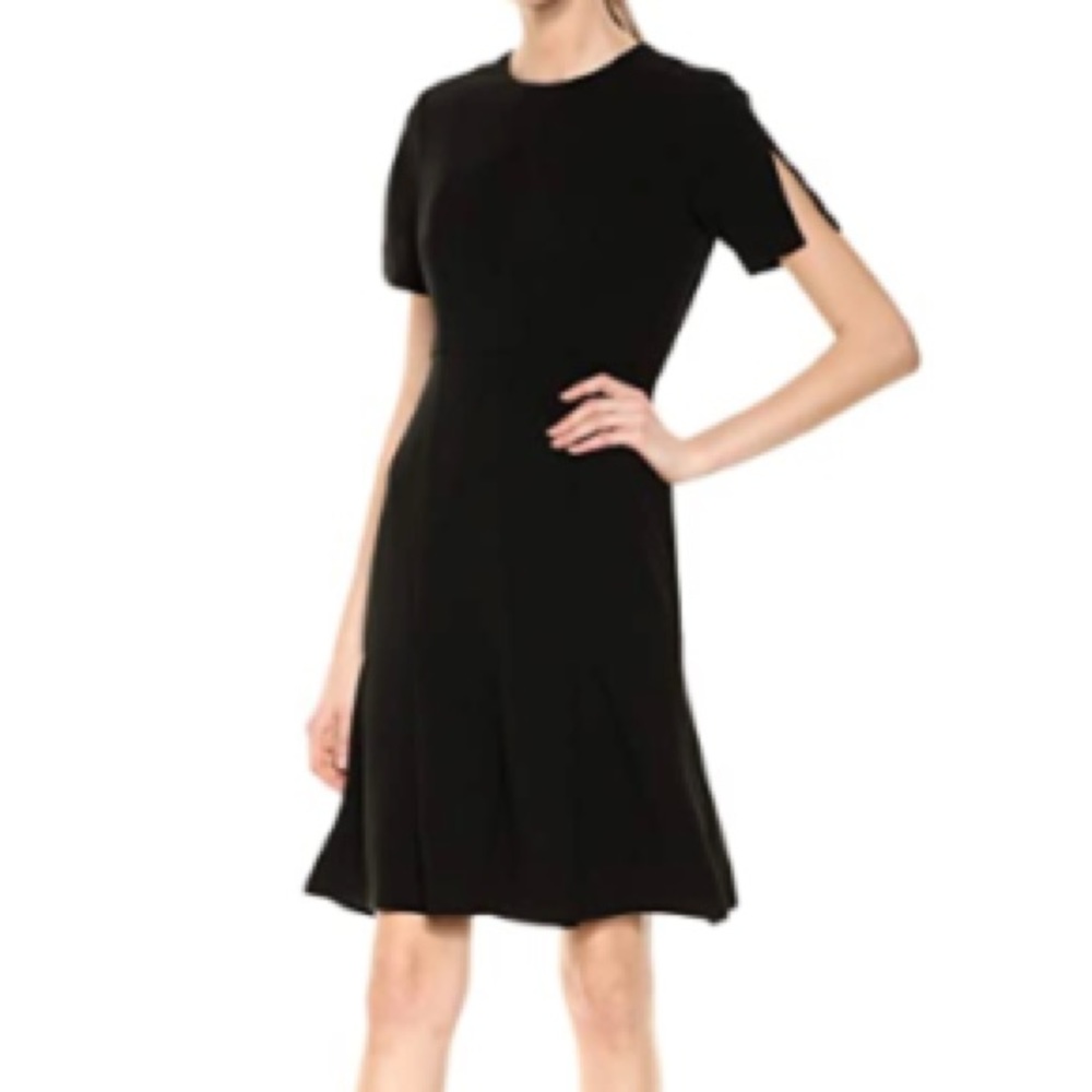 Donna Morgan || black split sleeve A-line dress
